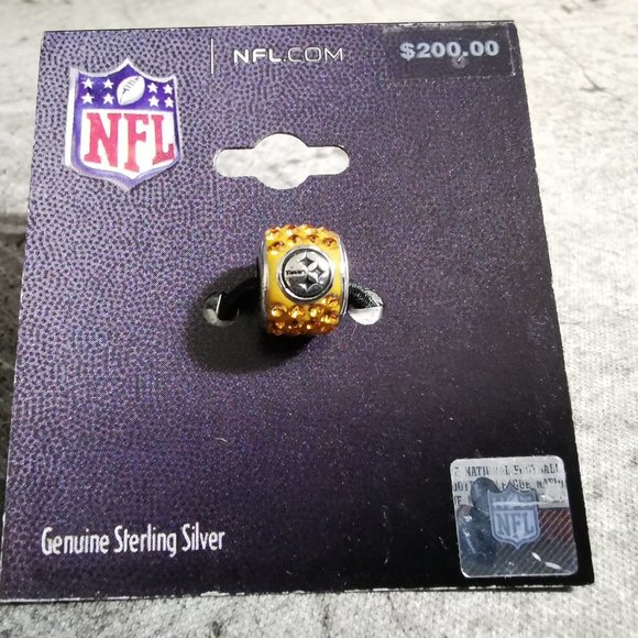 PITTSBURGH STEELERS STERLING SILVER BEAD CHARM - Picture 2 of 4